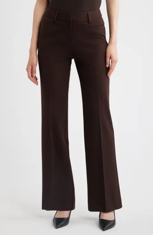 Tahari Brown Herringbone Straight Leg Dress Pants Size 4